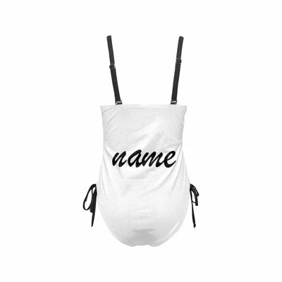 Bachelorette Swimsuit-Custom Face&Name Bride Swimsuit Personalized Women's New Drawstring Side One Piece Bathing Suit Bridesmaid Party Swimsuits