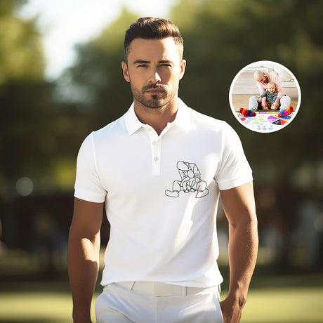 Personalized Polo T-shirt  Papa Inscription with Custom Family Photo for Father's Day