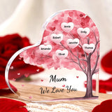 Personalized 1-10 Names and Text Pink Family Tree Family Acrylic Decorative Desk Decoration for Mother