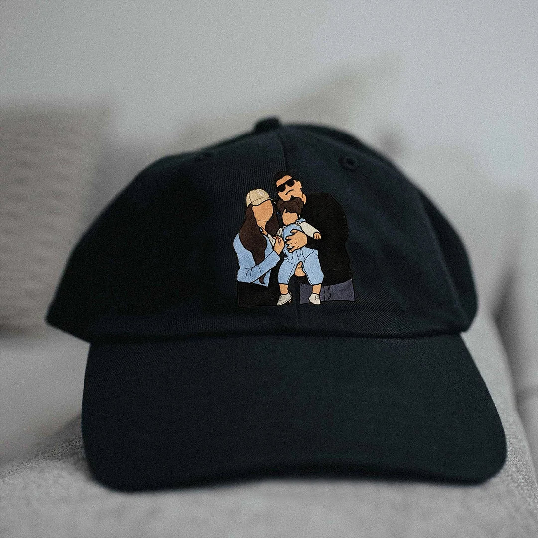 Custom Full Color Embroidered Hats Portrait Family Gifts