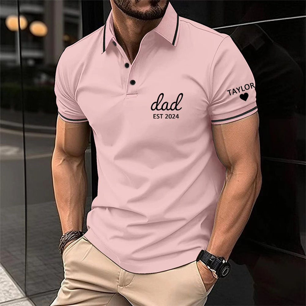 Personalized Polo T-shirt with Custom Name and Date for Dear Dad