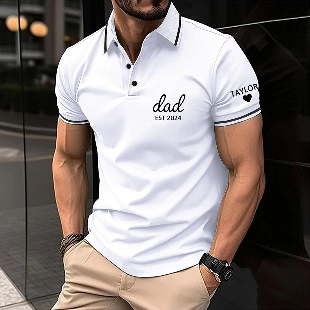 Personalized Polo T-shirt with Custom Name and Date for Dear Dad