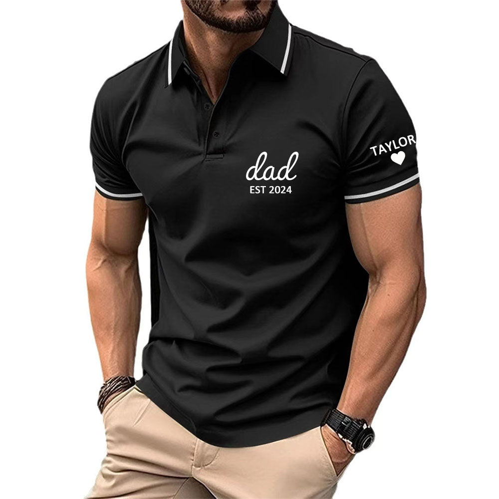 Personalized Polo T-shirt with Custom Name and Date for Dear Dad