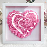 Grandma Hearts Mommy Hearts - Personalized Flower Shadow Box