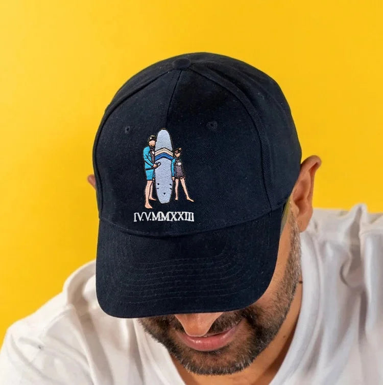 Custom Full Color Embroidered Hats Portrait Family Gifts