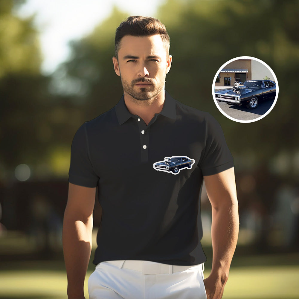 Personalized Car Polo T-shirt For Dad, Custom Dad Shirt, Father's Day Gift