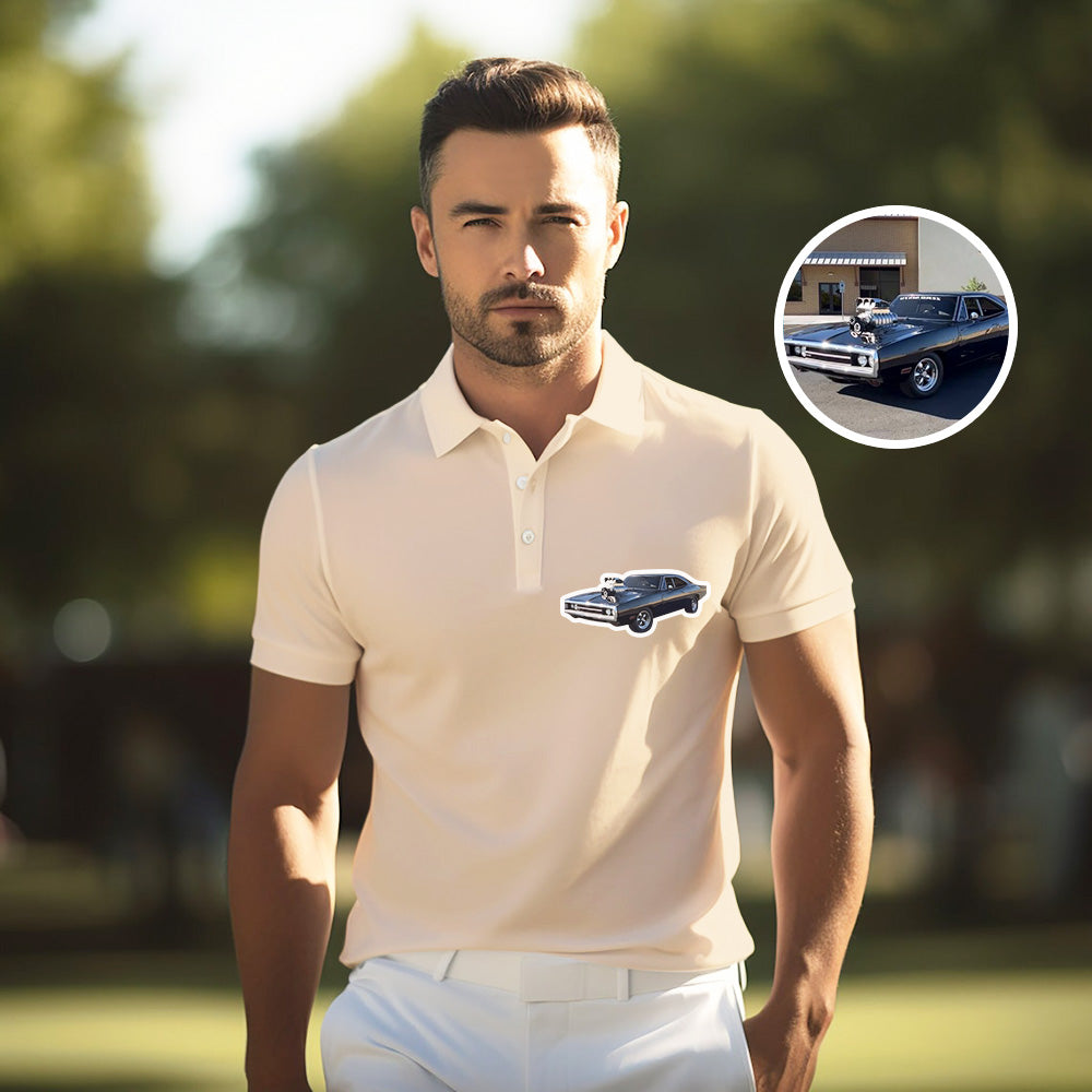 Personalized Car Polo T-shirt For Dad, Custom Dad Shirt, Father's Day Gift