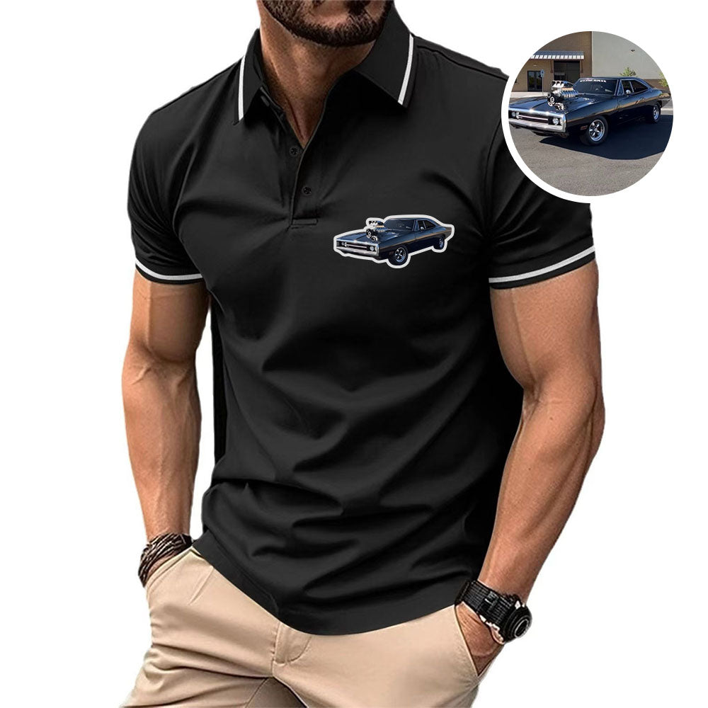 Personalized Car Photo Polo T-shirt for Dad, Custom Shirt For Father's Day Gift