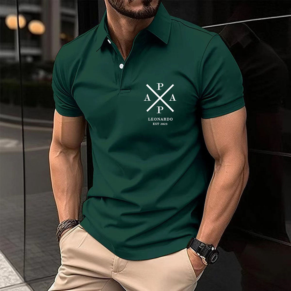 Custom Papa Embroidered Polo T-shirt, Personalized Papa Polo T-shirt With Name And Date, Father's Day Gift