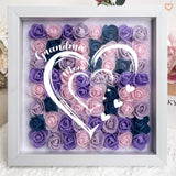 Grandma Hearts Mommy Hearts - Personalized Flower Shadow Box