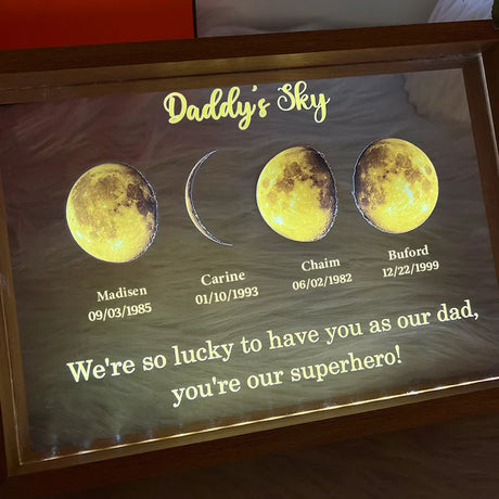 🎁Father's Day Gift🌔LED Light Frame With Text and Date - Daddy's Universe