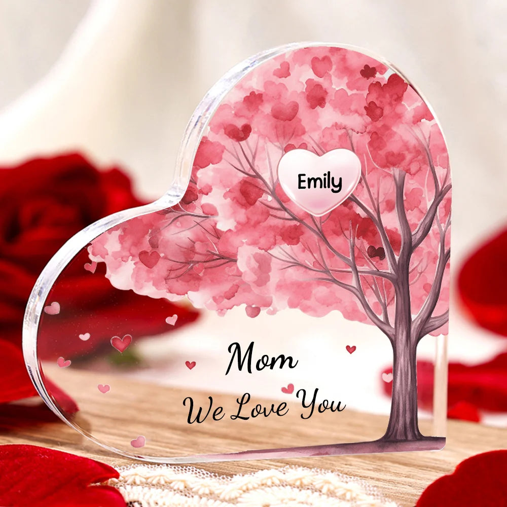 Personalized 1-10 Names and Text Pink Family Tree Family Acrylic Decorative Desk Decoration for Mother