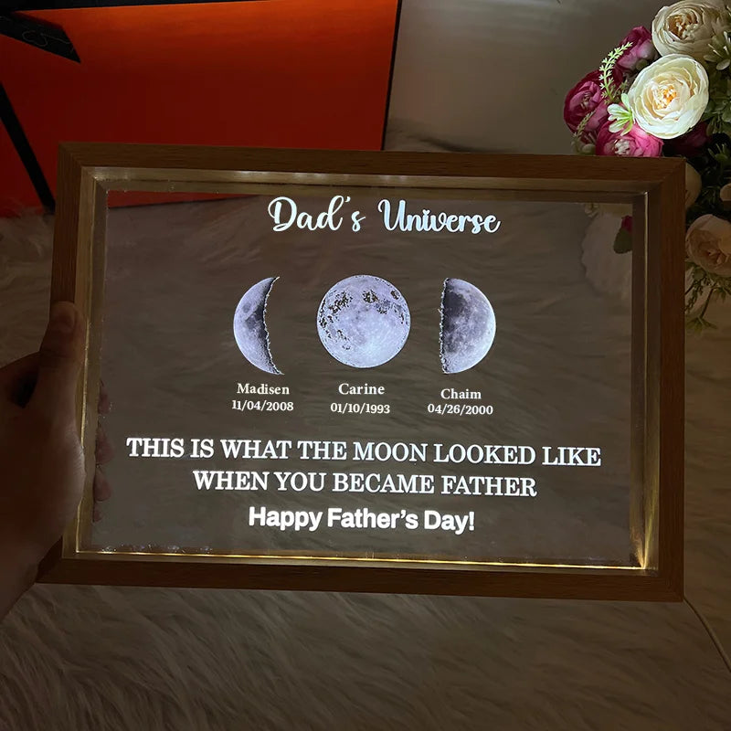 🎁Father's Day Gift🌔LED Light Frame With Text and Date - Daddy's Universe