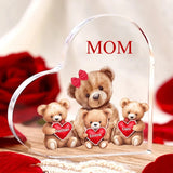 Mother's Day Gift Personalized Mom Acrylic Heart Keepsake Custom Text Love Cute Bear Ornaments Gift for Grandma/Mother