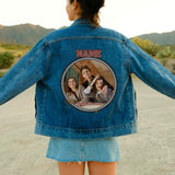 Customized 90s retro women's denim jacket, custom photo denim jacket, gift for girlfriend, mom