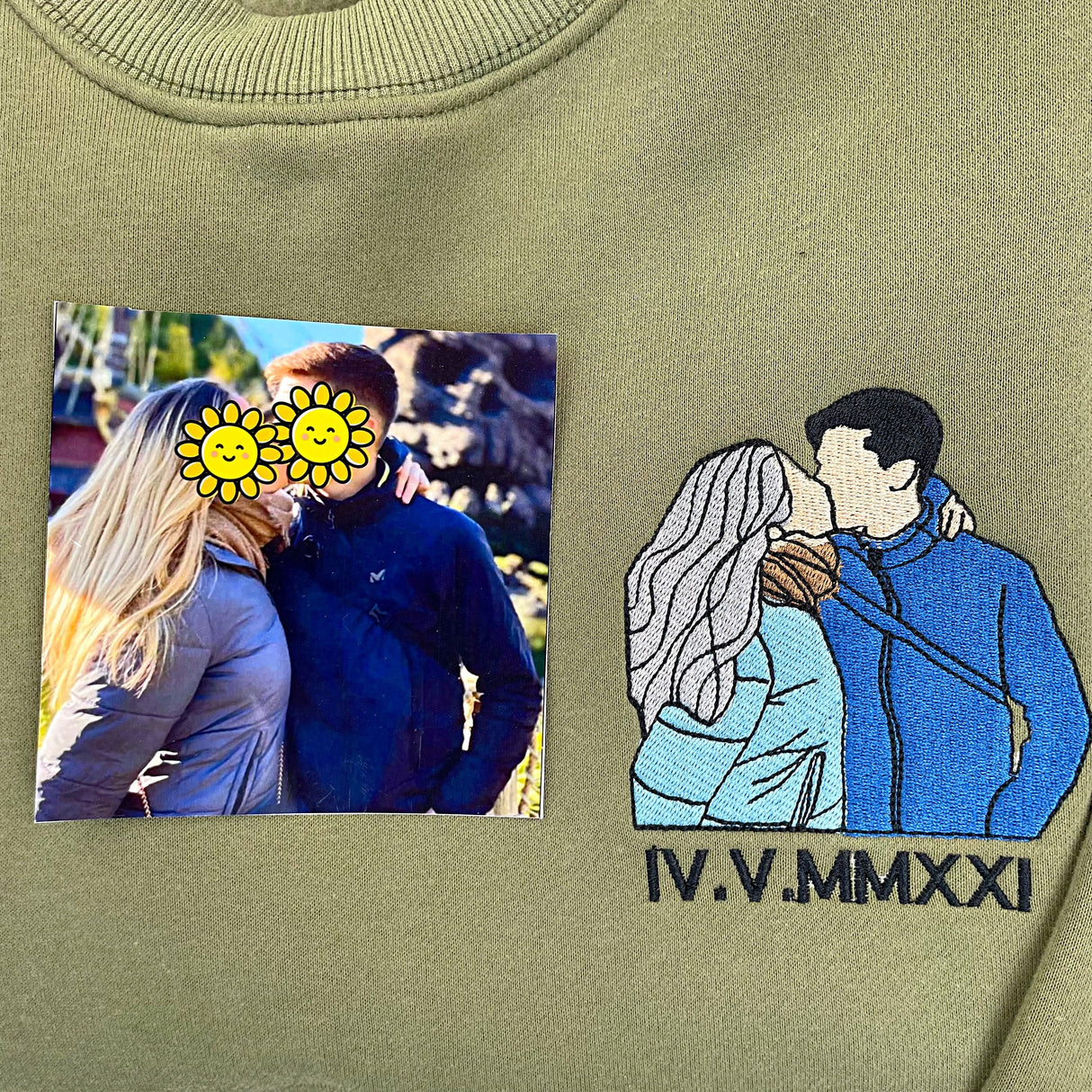 ❤️‍🔥(Best Selling)Custom Embroidered Sweatshirt Portrait Music Player Couple Family Gift