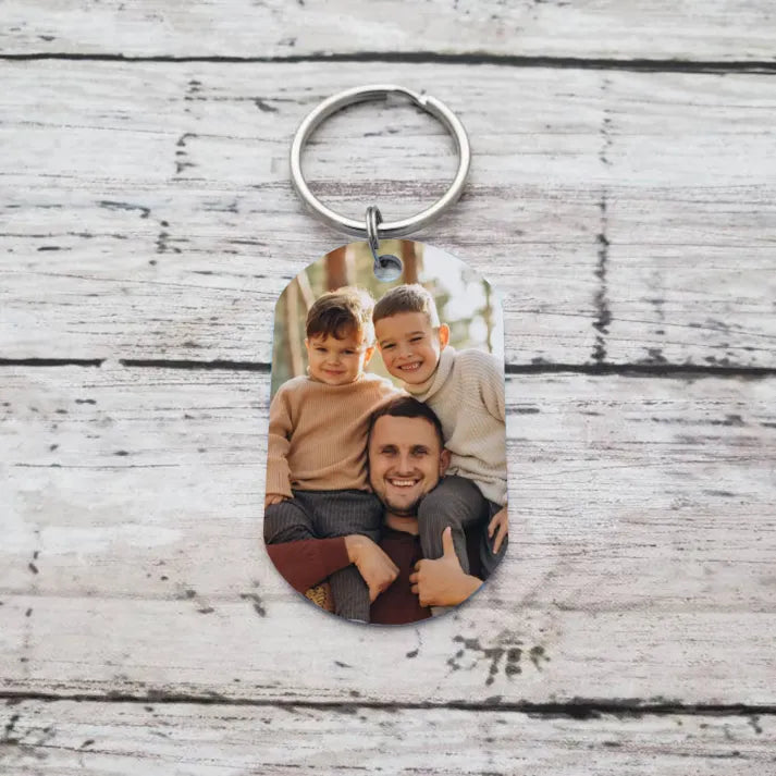 Dad Fist Bump Personalised Photo Keychain Engrave 5 Names Father's Day Gifts