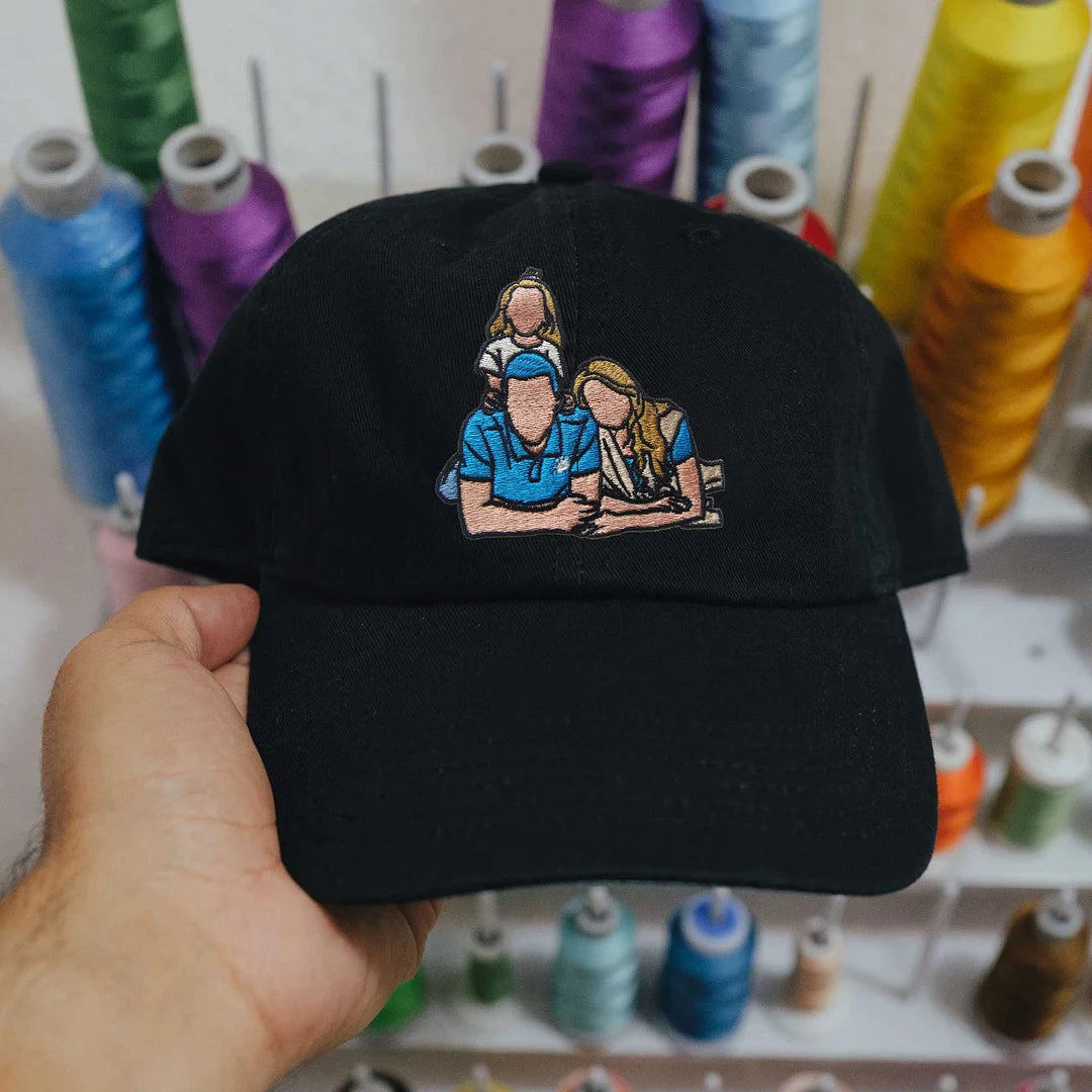 Custom Full Color Embroidered Hats Portrait Family Gifts