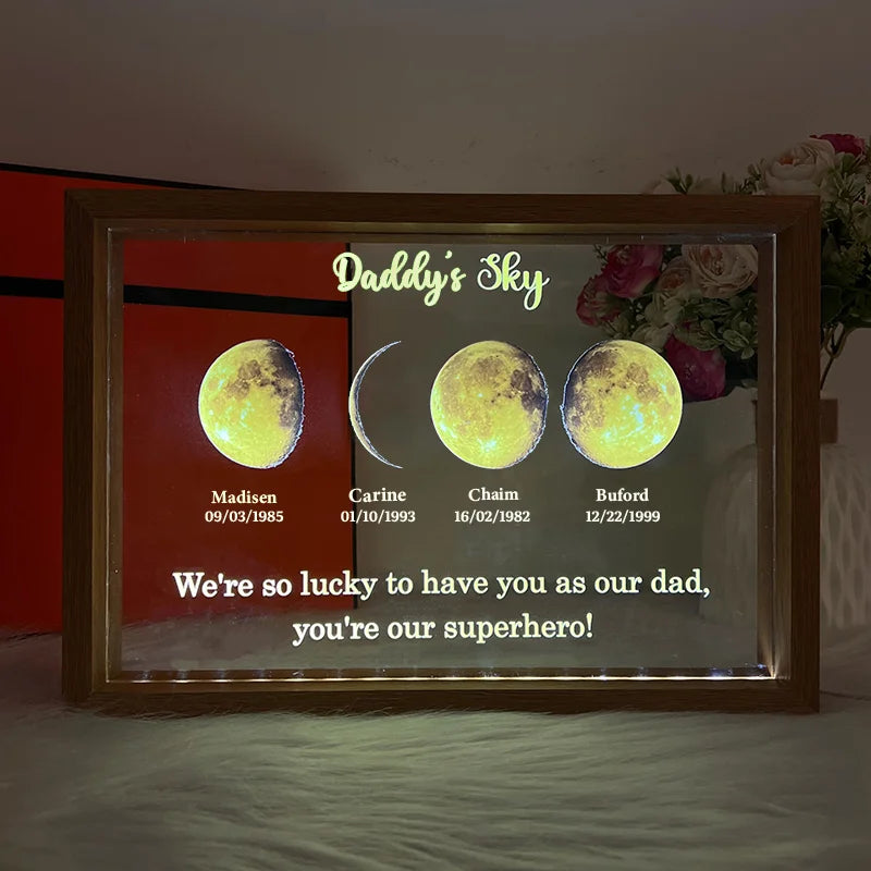 🎁Father's Day Gift🌔LED Light Frame With Text and Date - Daddy's Universe