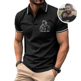 Custom Photo Outline Polo T-shirt for Dad, Father's Day Polo T-shirt, Personalized Dad Embroidery Shirt