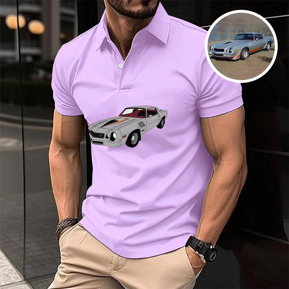 Personalized Car Polo T-shirt, Custom Dad Polo Shirt, Father's Day Gift, Car Lover Gift