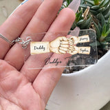 “Daddy's Dream Team” - Personalized Fist Bump Acrylic Or Wooden Keychain- Ideal Father's Day Gift