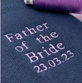 Embroidered Father of the bride or any Wedding Role Sock personalised with date - Italic Font