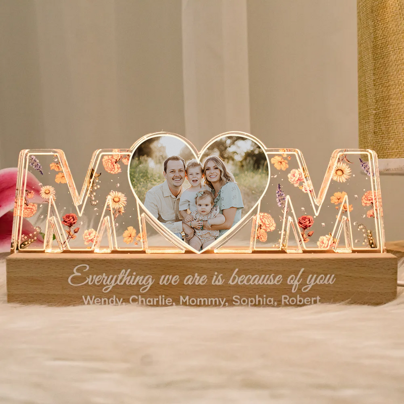 Custom Photo Personalized Letter Led Night Light, Mother's Day Gift