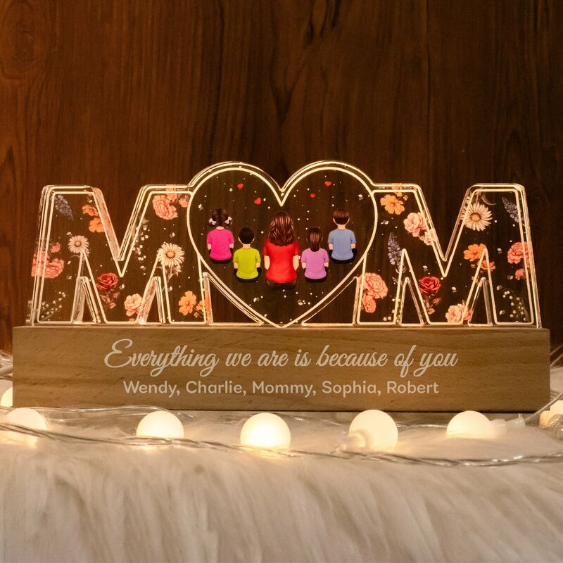 Personalized Acrylic Letter Lamp Customized Children Group Warm Gift for Mom