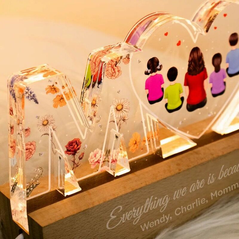 Personalized Acrylic Letter Lamp Customized Children Group Warm Gift for Mom