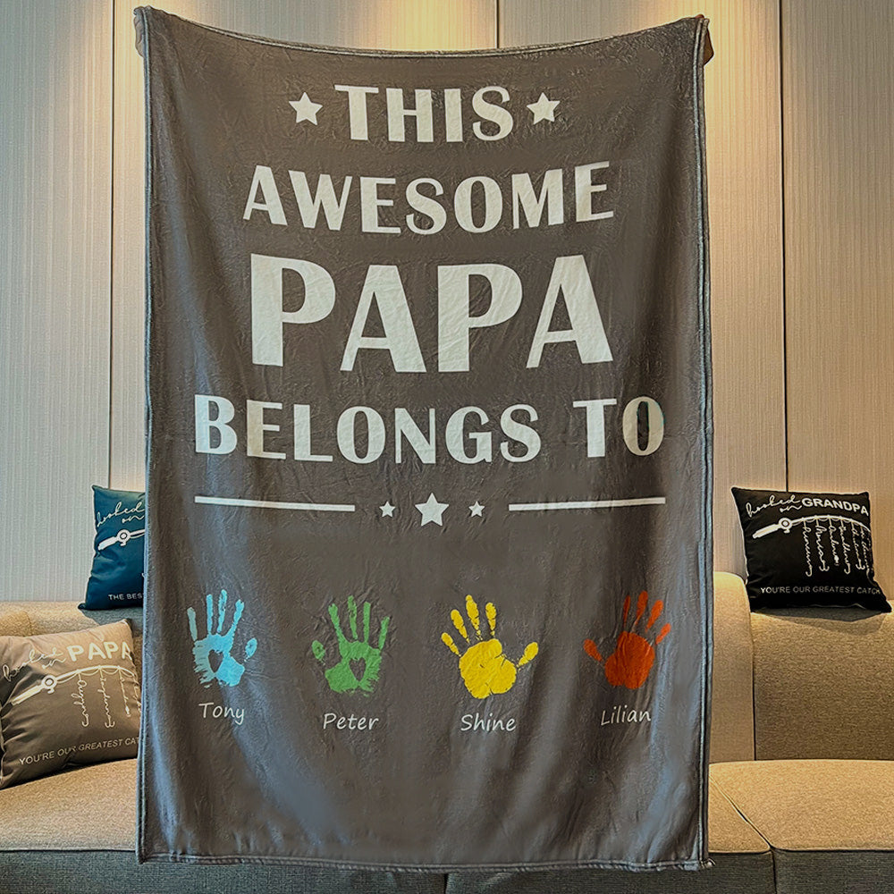 Personalized Fathers Day Blanket This Awesome Daddy Belongs To