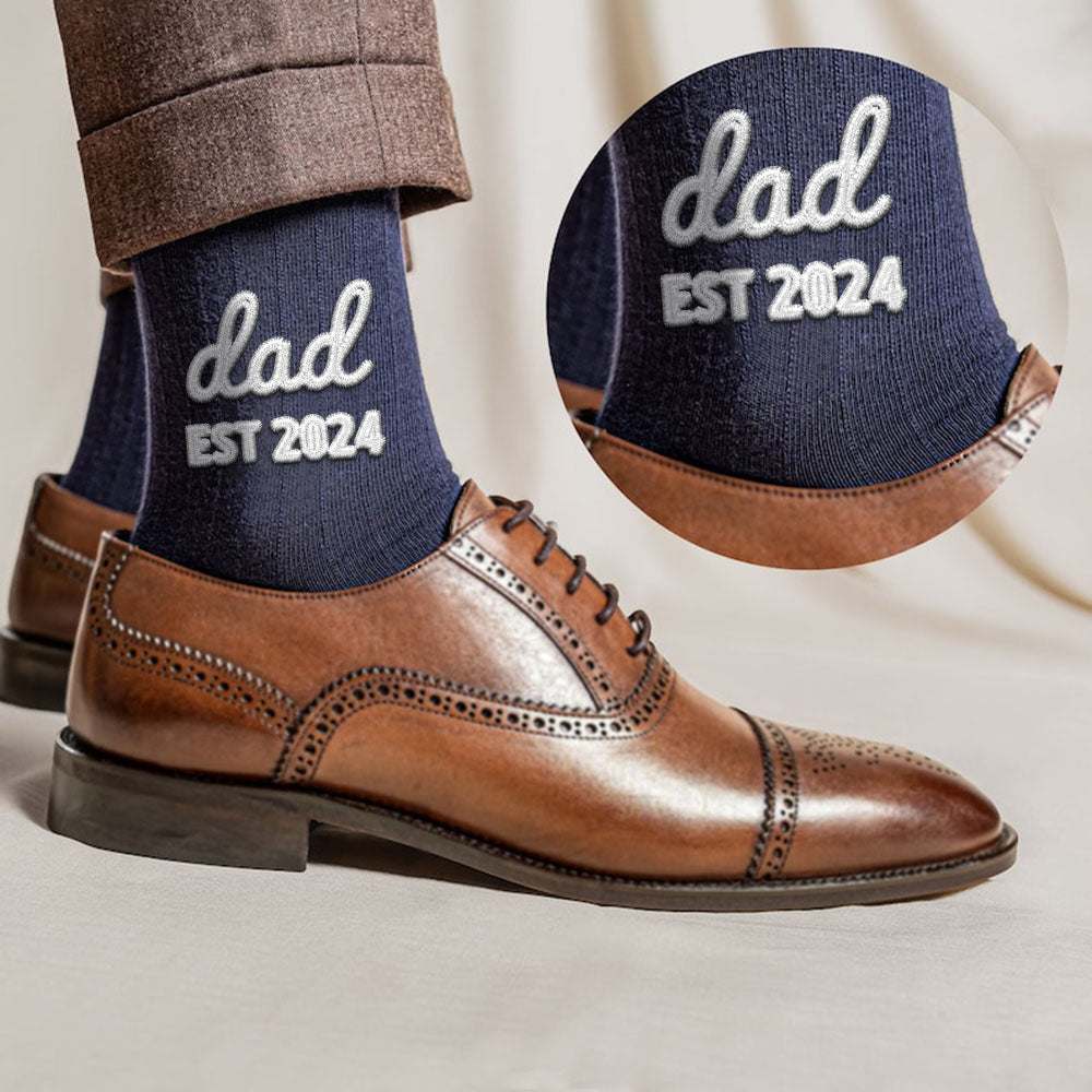 Embroidered Line Socks, Diy Text Socks, Father’S Day Socks, Thin Cotton Vertical Socks