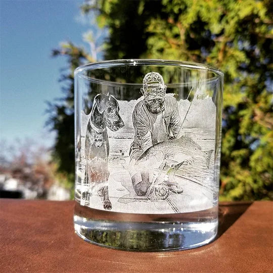 Custom Picture Rocks glass Father's day personalized whiskey glass, personalized glassware unique dad gifts