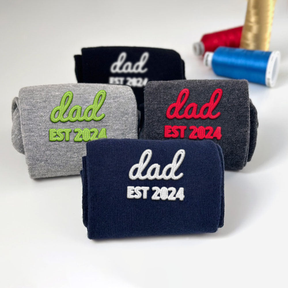 Embroidered Line Socks, Diy Text Socks, Father’S Day Socks, Pure Cotton Socks