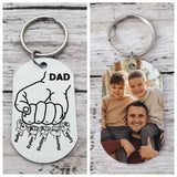 Dad Fist Bump Personalised Photo Keychain Engrave 5 Names Father's Day Gifts