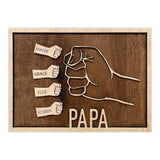 To Dad - Wooden frame Fists 1-6 personalized first names