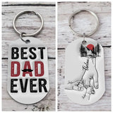 Best Dad Ever - Personalised 3 Names Holding Hands Keychain Custom Family Keychain Father's Day Gifts