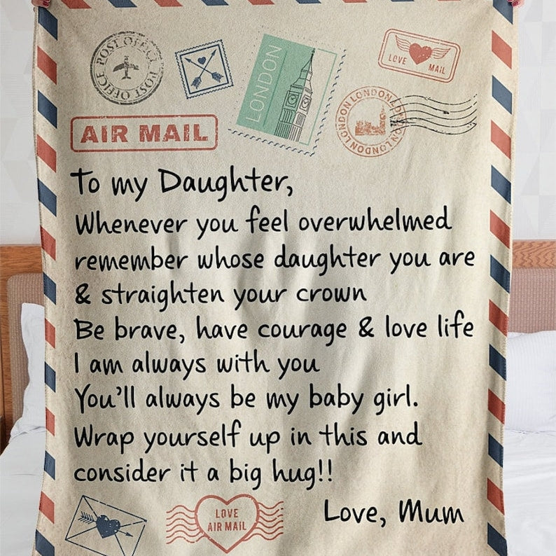 Personalized Letter Blanket for Daughter- Custom Birthday Gift for Her