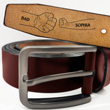 Fist Punch - Birthday, Loving Gift For Dad, Father, Papa, Grandpa, Pet Lover - Personalized Engraved Leather Belt