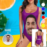 Bachelorette Swimsuit-Custom Face&Name Bride Swimsuit Personalized Women's New Drawstring Side One Piece Bathing Suit Bridesmaid Party Swimsuits