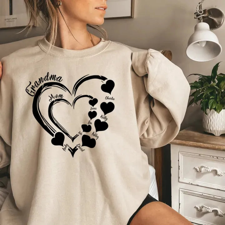 Mother's Day Gift Custom Grandma Heart Sweatshirt Sweatshirt/Hoodie/T-Shirt