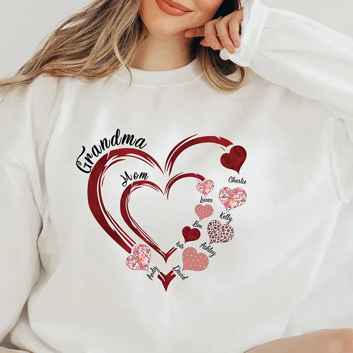 Mother's Day Gift Custom Grandma Heart Sweatshirt Sweatshirt/Hoodie/T-Shirt