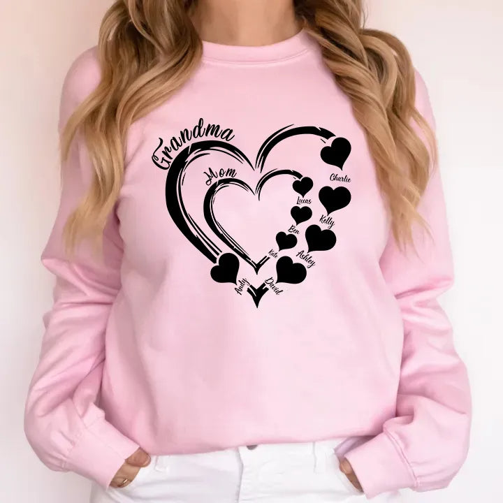 Mother's Day Gift Custom Grandma Heart Sweatshirt Sweatshirt/Hoodie/T-Shirt