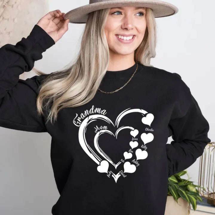 Mother's Day Gift Custom Grandma Heart Sweatshirt Sweatshirt/Hoodie/T-Shirt