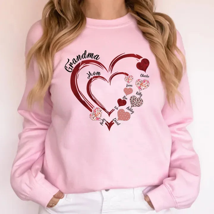 Mother's Day Gift Custom Grandma Heart Sweatshirt Sweatshirt/Hoodie/T-Shirt