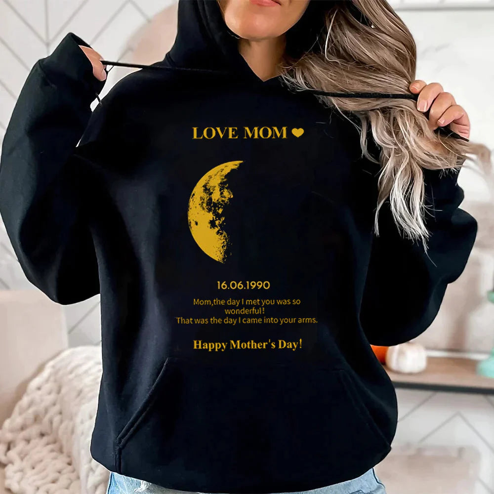 Mother's Day Gift Personalized Real Moon Phase Sweatshirt For Mom Gift Idea For Mother's Day