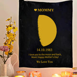 Mother's Day Gift Custom Moon Phase Blanket For Mom