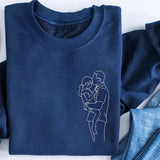 Custom Embroidered Portrait Photo Sweatshirt, a Unique Gift for Dad