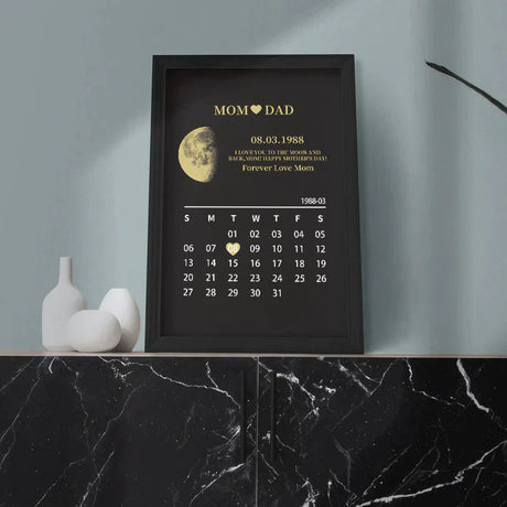 Mother's Day Gifts Custom Art Calendar Frame Personalized Real Moon Calendar Phase Gifts For Mom