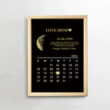 Mother's Day Gifts Custom Art Calendar Frame Personalized Real Moon Calendar Phase Gifts For Mom